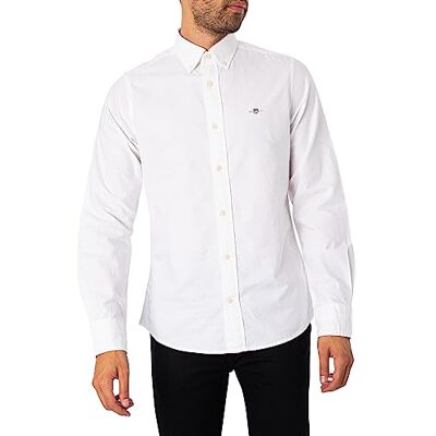 GANT Slim Oxford skjorta för män, Vit, M GANT Slim Oxford skjorta för män, Vit, M