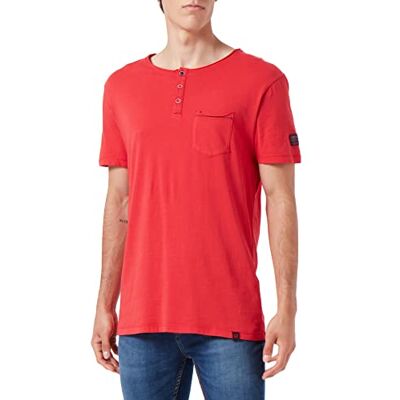Timezone Herr tvättad Henley T-shirt, röd, L Timezone Herr tvättad Henley T-shirt, röd, L