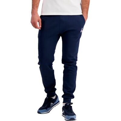 Le Coq Sportif ESS Slim Pant N°2 M dubbelsidiga byxor i bomull polyester smal passform herr elastiskt midjeband dragsko storlek XL blå klänning blues Le Coq Sportif ESS Slim Pant N°2 M dubbelsidiga byxor i bomull polyester smal passform herr elastiskt midjeband dragsko storlek XL blå klänning blues