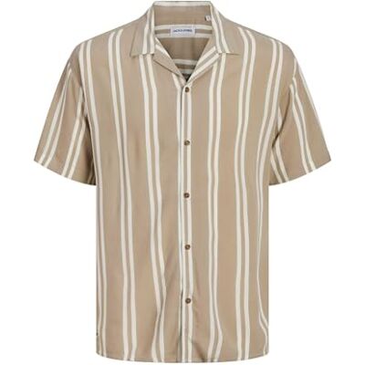 JACK & JONES JJEJEFF randig resort skjorta SS SN PLS, Porslin, 3XL JACK & JONES JJEJEFF randig resort skjorta SS SN PLS, Porslin, 3XL