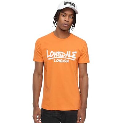 Lonsdale T-shirt för män normal passform TOSCAIG, Orange/vit, S, 117389 Lonsdale T-shirt för män normal passform TOSCAIG, Orange/vit, S, 117389