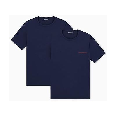 Giorgio Armani Herr ren bomull 2-pack rund hals t-shirt blå L normal passform, BLÅ, L Giorgio Armani Herr ren bomull 2-pack rund hals t-shirt blå L normal passform, BLÅ, L