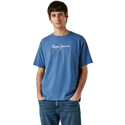 Pepe Jeans herr EGGO N t-shirt, blå (tvättad marinblå), M Pepe Jeans herr EGGO N t-shirt, blå (tvättad marinblå), M