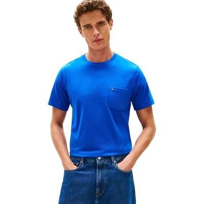 Tommy Hilfiger Herr Essential Solid Pocket Tee Mw0Mw37283, Blå, M Tommy Hilfiger Herr Essential Solid Pocket Tee Mw0Mw37283, Blå, M