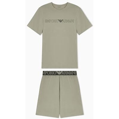 Giorgio Armani MEGALOGO T-SHIRT+SHORTS PYJAMA grå S Giorgio Armani MEGALOGO T-SHIRT+SHORTS PYJAMA grå S