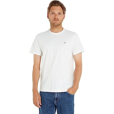 Tommy Jeans Herr TJM Klassisk Jersey C Neck S/S stickade toppar, vit, XXS Tommy Jeans Herr TJM Klassisk Jersey C Neck S/S stickade toppar, vit, XXS