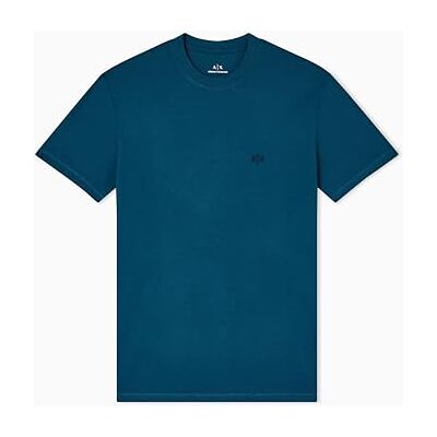 Giorgio Armani herr kortärmad 91 tryck detalj randig rund krage t-shirt blå M, djup marin, M Giorgio Armani herr kortärmad 91 tryck detalj randig rund krage t-shirt blå M, djup marin, M