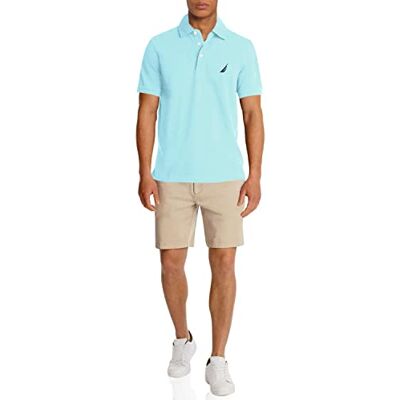 Nautica kortärmad enfärgad stretch bomull pikétröja för män Nautica kortärmad enfärgad stretch bomull pikétröja för män