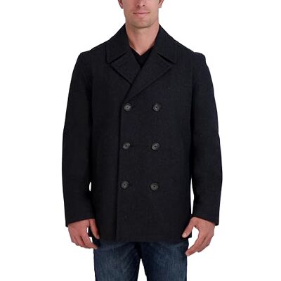 Nautica Peacoat Vinterrock i ullblandning, dubbelknäppt, herr, Träkol, M Nautica Peacoat Vinterrock i ullblandning, dubbelknäppt, herr, Träkol, M