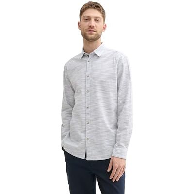 TOM TAILOR herrskjorta, 35741 – marinblå vit oregelbunden struktur, M TOM TAILOR herrskjorta, 35741 – marinblå vit oregelbunden struktur, M