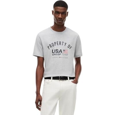 Tommy Hilfiger herr US SAILGP Property of USA TEE MW0MW45093 S/S t-shirt, grå, S Tommy Hilfiger herr US SAILGP Property of USA TEE MW0MW45093 S/S t-shirt, grå, S