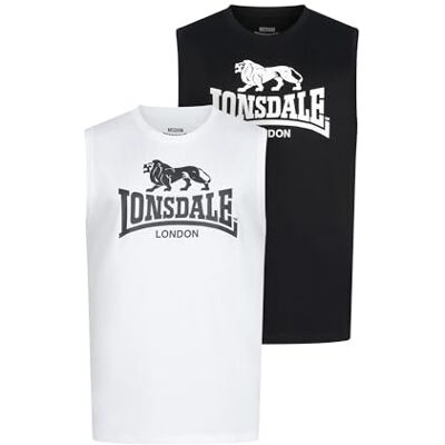 Lonsdale Ärmlös T-shirt för män, normal passform, dubbelpack, ROLLESTON, svart/vit, XXL, svart/vit, XXL Lonsdale Ärmlös T-shirt för män, normal passform, dubbelpack, ROLLESTON, svart/vit, XXL, svart/vit, XXL