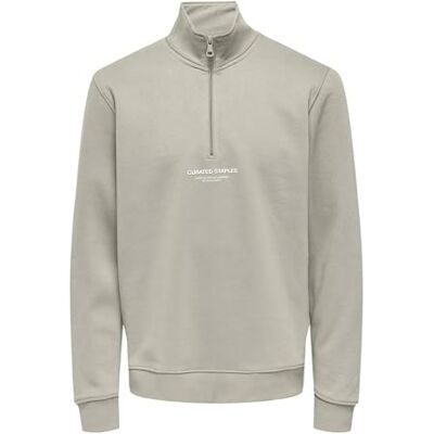 Only & Sons ONSCURATED REG halvlång dragkedja sweat, Silverfoder, L Only & Sons ONSCURATED REG halvlång dragkedja sweat, Silverfoder, L