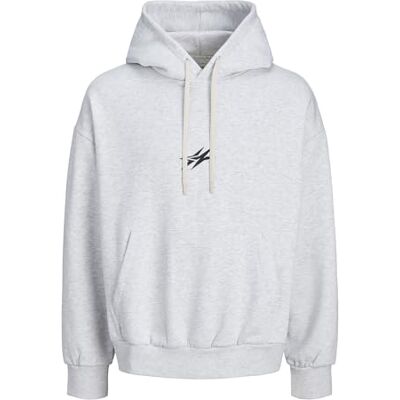 JACK & JONES Jcocnz Berlin Sweat Hood, Vit melange, XS JACK & JONES Jcocnz Berlin Sweat Hood, Vit melange, XS