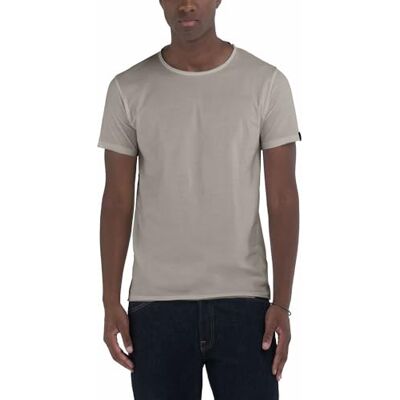 Replay Herr normal passform basic T-shirt av bomull, 589 silver, S Replay Herr normal passform basic T-shirt av bomull, 589 silver, S