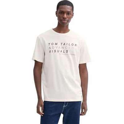 TOM TAILOR T-shirt för män, 10332 – Benvit, XL TOM TAILOR T-shirt för män, 10332 – Benvit, XL