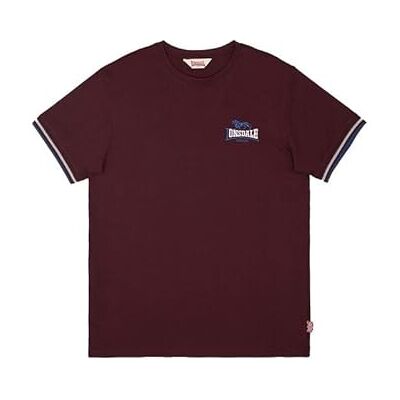 Lonsdale T-shirt för män, normal passform, SHILDON, oxblood/ecru/marinblå, M Lonsdale T-shirt för män, normal passform, SHILDON, oxblood/ecru/marinblå, M