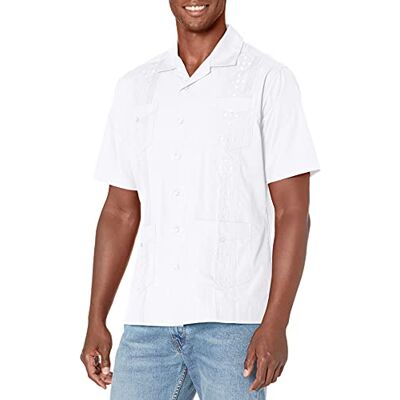 Cubavera Mäns läger krage broderad Guayabera skjorta Cubavera Mäns läger krage broderad Guayabera skjorta