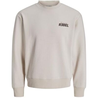 JJ REBEL Jrebjim Sweat Crew Neck Sn, Moonbeam, XXL JJ REBEL Jrebjim Sweat Crew Neck Sn, Moonbeam, XXL