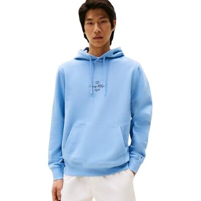 Tommy Hilfiger herr OUTLINE FLAG SCRIPT HOODIE MW0MW39372 pullover huvtröja, blå (molnigt blå), XL, Blå (molnigt blå), XL Tommy Hilfiger herr OUTLINE FLAG SCRIPT HOODIE MW0MW39372 pullover huvtröja, blå (molnigt blå), XL, Blå (molnigt blå), XL