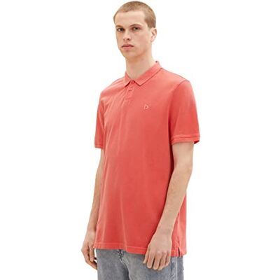TOM TAILOR Denim herr overdye polotröja med logotypbroderi, 11042 – Plain Red, XS TOM TAILOR Denim herr overdye polotröja med logotypbroderi, 11042 – Plain Red, XS