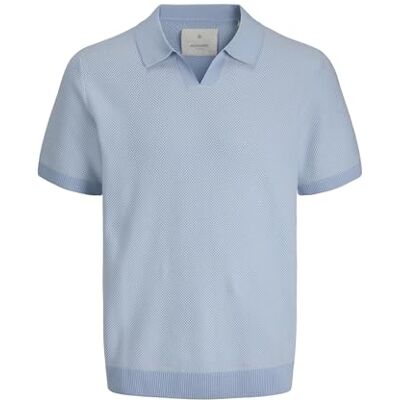JACK & JONES herr Jprcceaston Knit delad hals Ss Sn, Chambray Blue, XS JACK & JONES herr Jprcceaston Knit delad hals Ss Sn, Chambray Blue, XS