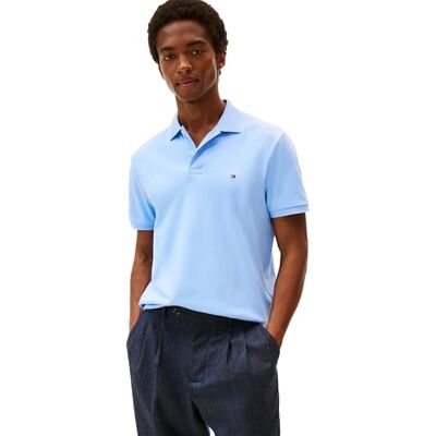 Tommy Hilfiger Kortärmad pikétröja för män, Blå (Vessel Blue), M Tommy Hilfiger Kortärmad pikétröja för män, Blå (Vessel Blue), M