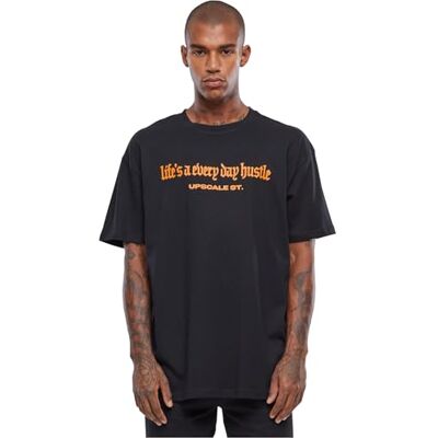 Tee Upscale herr-t-shirt, hustle oversize t-shirt, t-shirt med tryck för män, överdimensionerad passform, bomull – tryckt t-shirt, grafisk t-shirt, svart, XS Tee Upscale herr-t-shirt, hustle oversize t-shirt, t-shirt med tryck för män, överdimensionerad passform, bomull – tryckt t-shirt, grafisk t-shirt, svart, XS