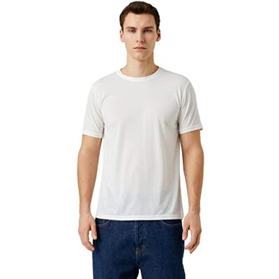 Koton män basic t-shirt crew neck kortärmad dag detaljerad, Ecru (010), S Koton män basic t-shirt crew neck kortärmad dag detaljerad, Ecru (010), S