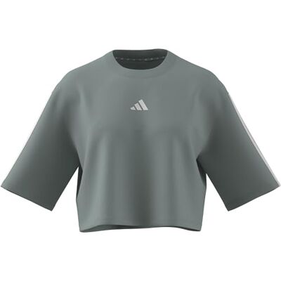 adidas Kobiety ESSENTIALS 3-STRIPES COTTON LOOSE T-SHIRT, Wonder Sage/white, XS adidas Kobiety ESSENTIALS 3-STRIPES COTTON LOOSE T-SHIRT, Wonder Sage/white, XS