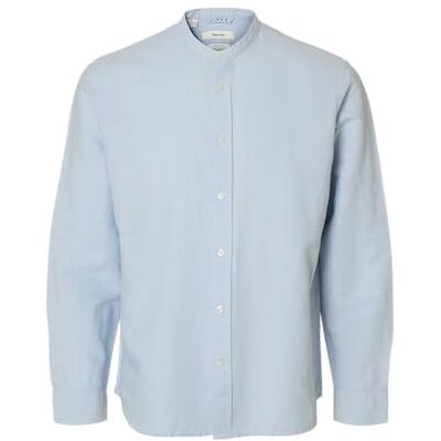 SELECTED FEMME Slhregclay Linenblend Ls Shirt Band Noos, Dammblå, L SELECTED FEMME Slhregclay Linenblend Ls Shirt Band Noos, Dammblå, L