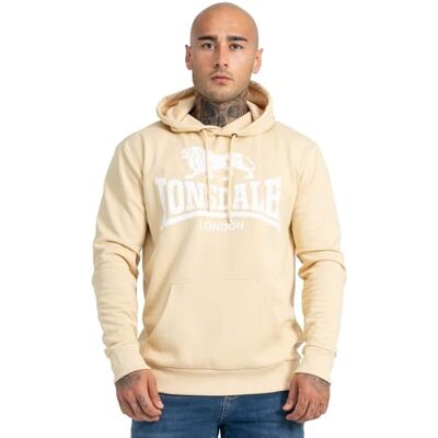 Lonsdale Sherborne beige vit hoodie - Huvtröja med kapuschong Lonsdale Sherborne beige vit hoodie - Huvtröja med kapuschong
