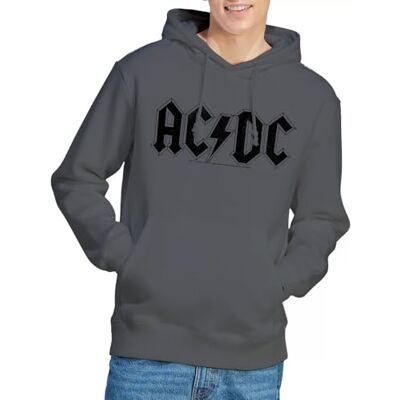 AC/DC ACDC sliten logotyp huvtröja, träkol, medium, Träkol, M AC/DC ACDC sliten logotyp huvtröja, träkol, medium, Träkol, M
