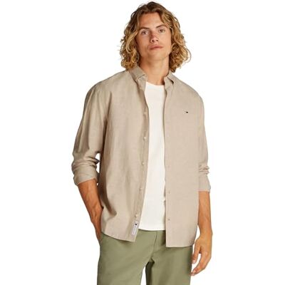 Tommy Jeans herr L/S skjorta, Beige (relik solbrun), XXL Tommy Jeans herr L/S skjorta, Beige (relik solbrun), XXL