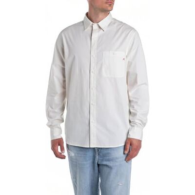 Replay herrskjorta med normal passform, 301 off white, XL Replay herrskjorta med normal passform, 301 off white, XL