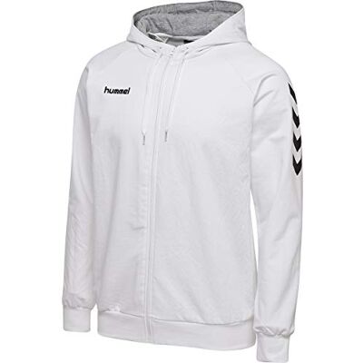 hummel Hmlgo hoodie med dragkedja i bomullshuvtröja, vit, M EU hummel Hmlgo hoodie med dragkedja i bomullshuvtröja, vit, M EU