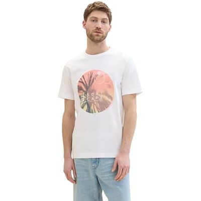 TOM TAILOR basic herr-t-shirt med fototryck, 20000 – vit, XXL TOM TAILOR basic herr-t-shirt med fototryck, 20000 – vit, XXL