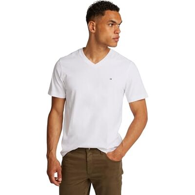 Tommy Hilfiger herr ESSENTIAL V-Neck T-Shirt, MW0MW39249 S/S t-shirt, vit, L, Vit (vit), L Tommy Hilfiger herr ESSENTIAL V-Neck T-Shirt, MW0MW39249 S/S t-shirt, vit, L, Vit (vit), L