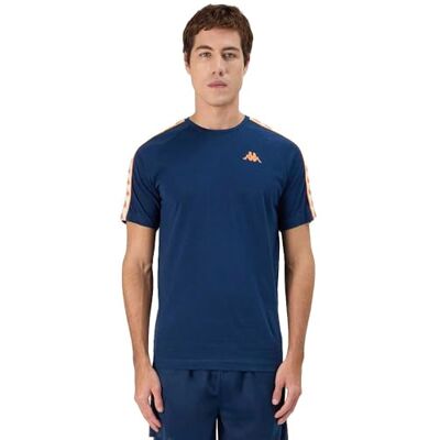 Kappa Coen Slim 222 Banda Tee Bekväm och snygg teknisk T-shirt, Blå Dk och Orange, Storlek M Kappa Coen Slim 222 Banda Tee Bekväm och snygg teknisk T-shirt, Blå Dk och Orange, Storlek M