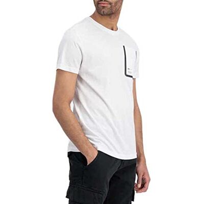 Alpha Industries Label Pocket T-shirt för män White Alpha Industries Label Pocket T-shirt för män White
