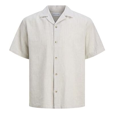 JACK & JONES Jjesummer Linen Blend Resort Shirt Ss Sn, Porslin, M JACK & JONES Jjesummer Linen Blend Resort Shirt Ss Sn, Porslin, M