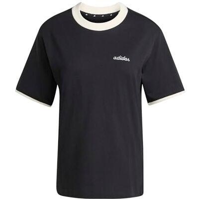 adidas Kobiety Seasonal Essentials Colorpop T-Shirt with Embroidered Graphic, black/off white, XL adidas Kobiety Seasonal Essentials Colorpop T-Shirt with Embroidered Graphic, black/off white, XL