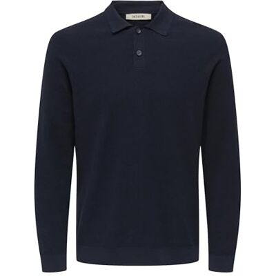 Only & Sons Onstony Reg 12 Ls Waffle Polo Knit, Mörk safir, S Only & Sons Onstony Reg 12 Ls Waffle Polo Knit, Mörk safir, S