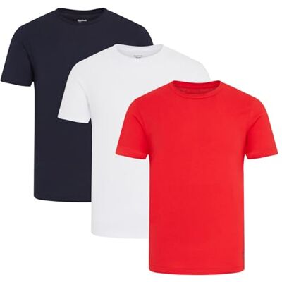 Reebok Santo lättviktiga t-shirts för män – 3-pack Bomullsblandning Toppar för män, T-shirt multipack, Vektor röd/vit/vektor marinblå, M Reebok Santo lättviktiga t-shirts för män – 3-pack Bomullsblandning Toppar för män, T-shirt multipack, Vektor röd/vit/vektor marinblå, M