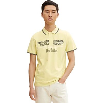TOM TAILOR Herr Piqué pikétröja med tryck 1032415, 18283 Elfin Yellow, XXS TOM TAILOR Herr Piqué pikétröja med tryck 1032415, 18283 Elfin Yellow, XXS