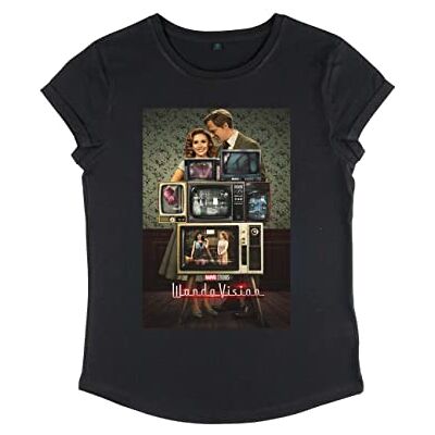 Marvel Kvinnors WandaVision-WV affisch Through The Years Rolled Sleeve T-shirt, svart, XL, svart, XL Marvel Kvinnors WandaVision-WV affisch Through The Years Rolled Sleeve T-shirt, svart, XL, svart, XL