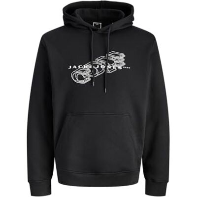 JACK & JONES Jcofusion branding sweat Hood, svart, L JACK & JONES Jcofusion branding sweat Hood, svart, L
