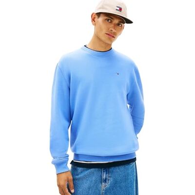 Tommy Jeans herr TJM REG S FLAG CREW EXT DM0DM20741 pullover tröja, blå (ljus horisont blå), L, Blå (ljus horisont blå), L Tommy Jeans herr TJM REG S FLAG CREW EXT DM0DM20741 pullover tröja, blå (ljus horisont blå), L, Blå (ljus horisont blå), L