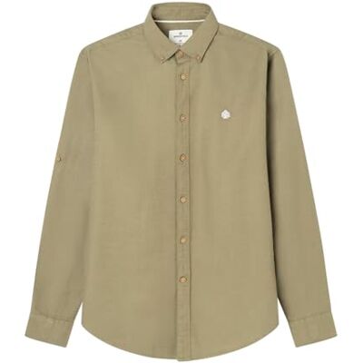 Springfield Herr Slub Structure Solid Skjorta, Ljus kaki, XS Springfield Herr Slub Structure Solid Skjorta, Ljus kaki, XS