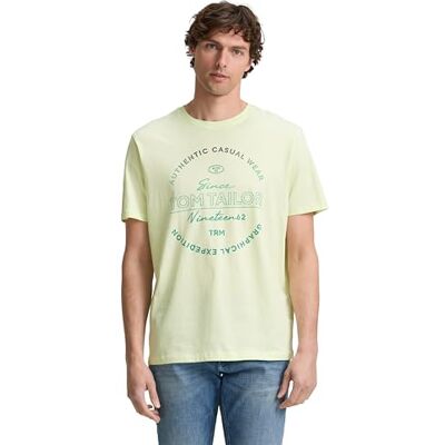 TOM TAILOR T-shirt för män med logotyptryck, 29078 – Lime Cream Green, M TOM TAILOR T-shirt för män med logotyptryck, 29078 – Lime Cream Green, M